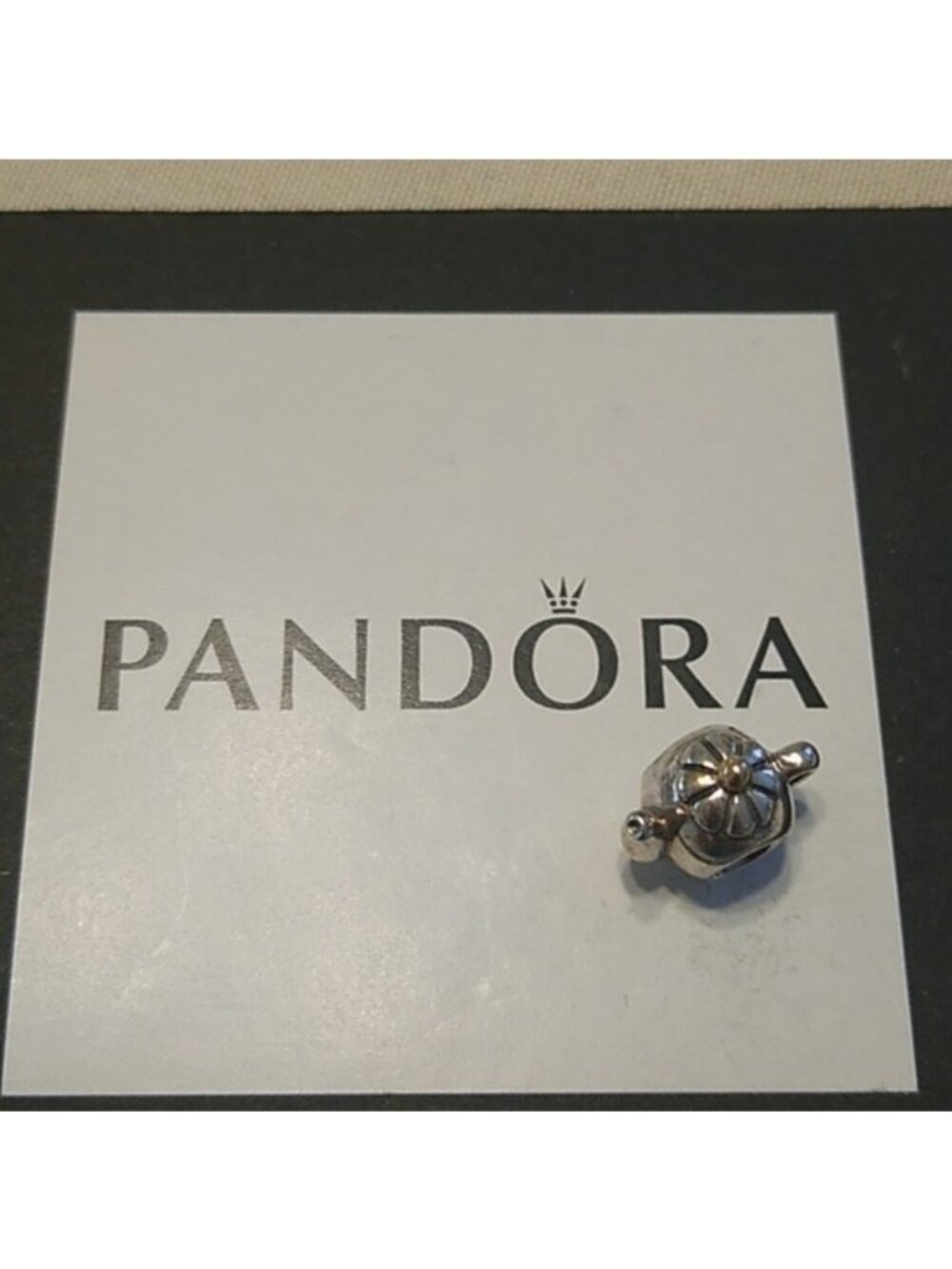 Pandora Teapot Charm Sterling Silver w/14k gold accent 790250 - Picture 2 of 6